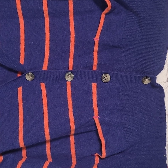 American Eagle Outfitters Navy Blue Orange Stripe Wool Rabbit Hair Blend Sweater - Picture 8 of 15